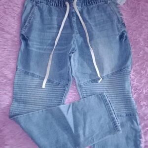 Forever 21 Men's Light Blue Pull-on Elastic Waist Jeans Size L